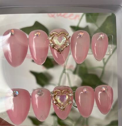 Pink Heart Press-on Nails